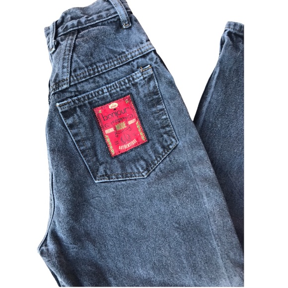 Vintage 90’s Bonjour High waisted mom jeans straight stonewashed charcoal black - Picture 6 of 9